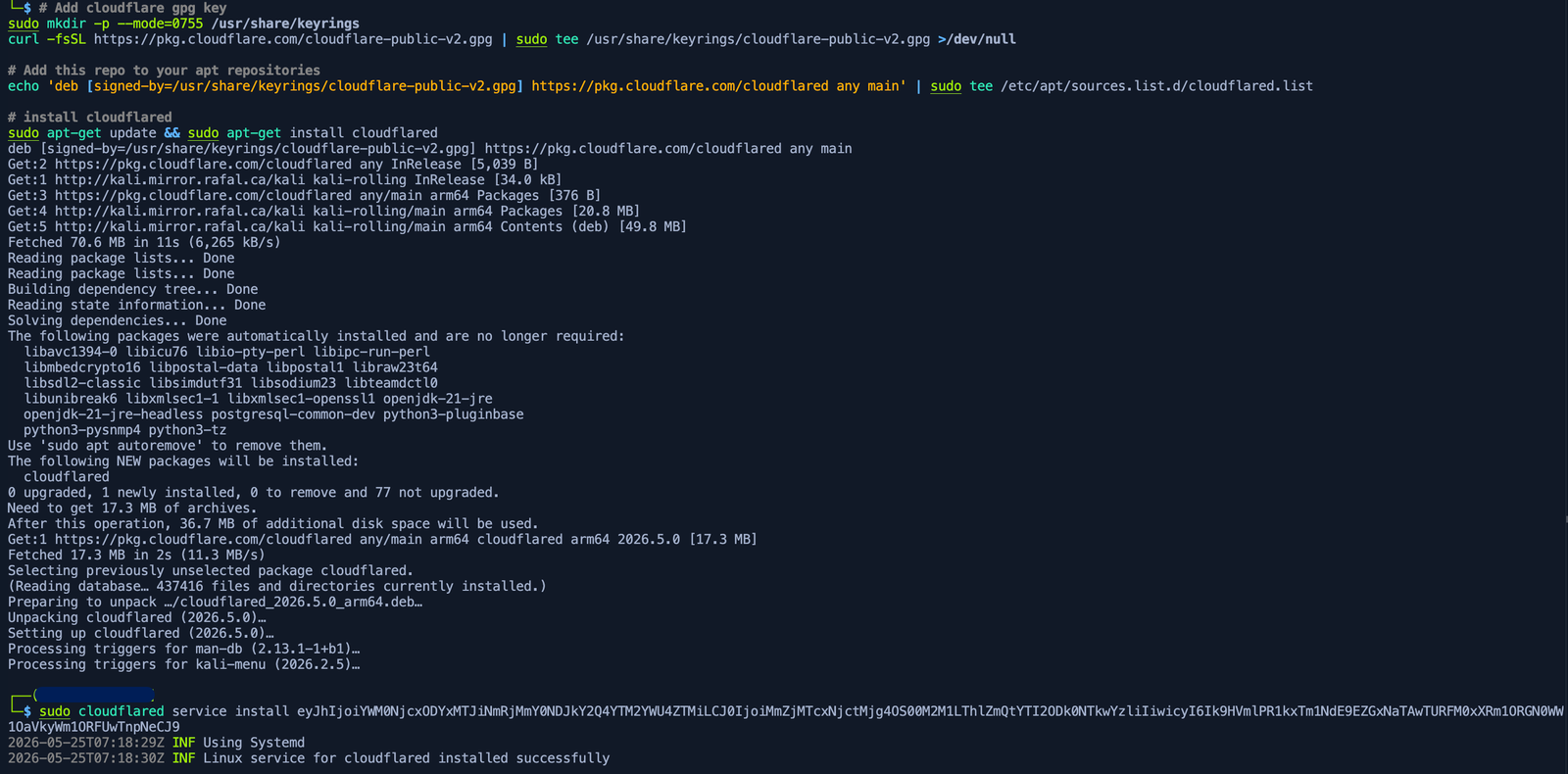 Cloudflare tunnel configuration