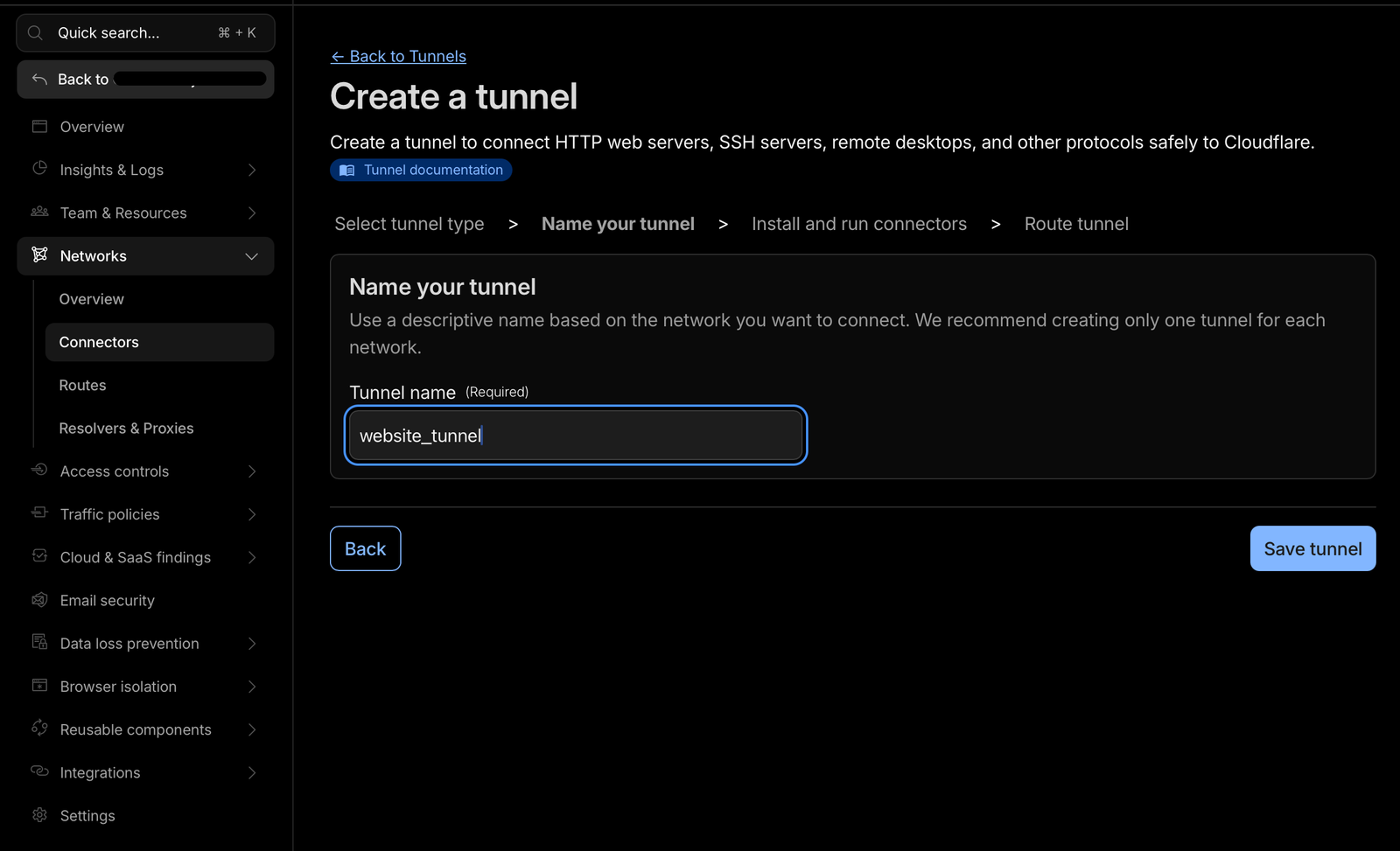 Cloudflare Zero Trust — Networks menu